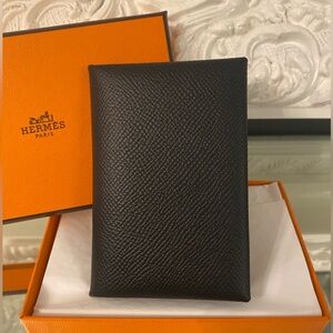 ❌SOLD❌Brand New Authentic Hermes Calvi Card Holder Wallet Epsom Calfskin Leather